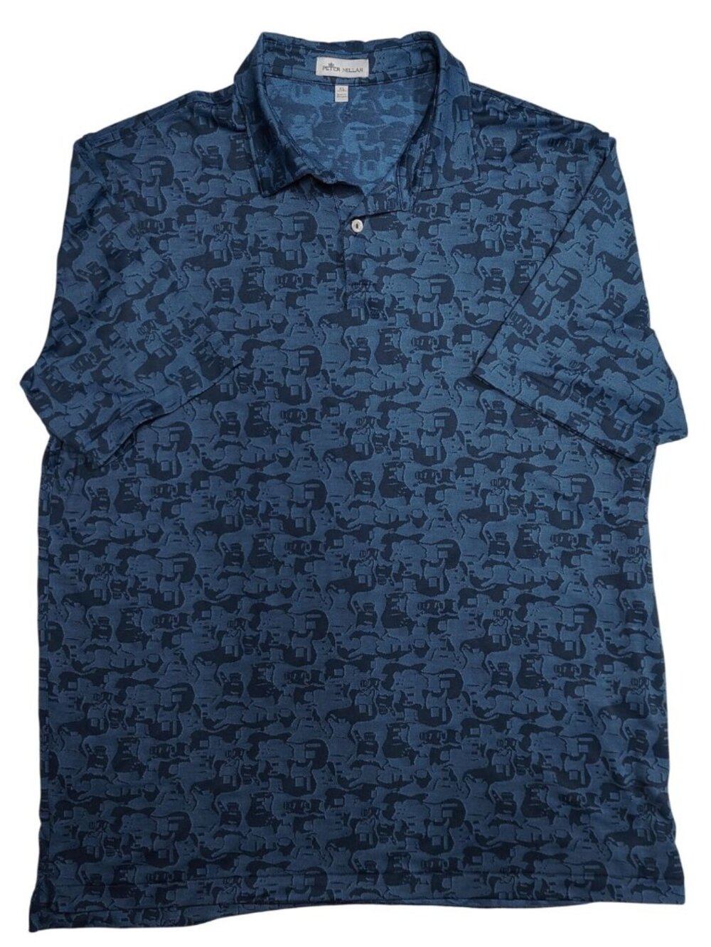 Peter Millar Men's Blue Printed Polo Shirt XL